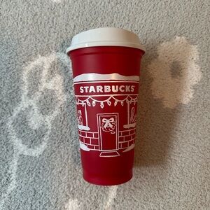 Starbucks 2025 red and white holiday Christmas reusable cup brand new